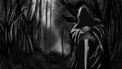 My grey scale digital painting of the Reaper In The Woods. I found an Image on Google search and used it as concept art for this piece. 